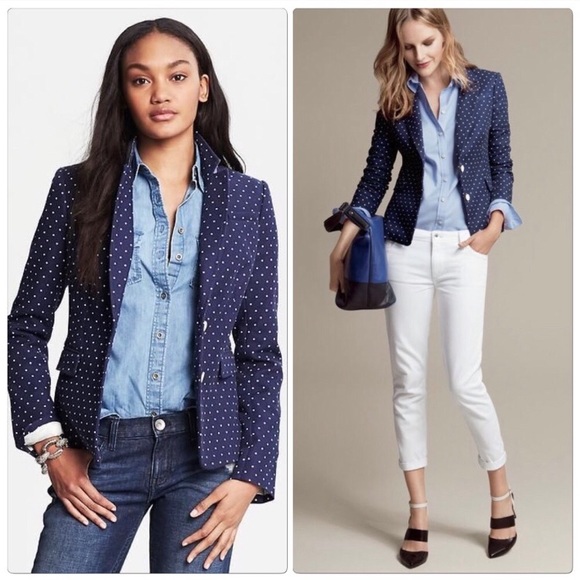 Banana Republic Jackets & Blazers - Banana Republic Navy Polka Dot Blazer S 4